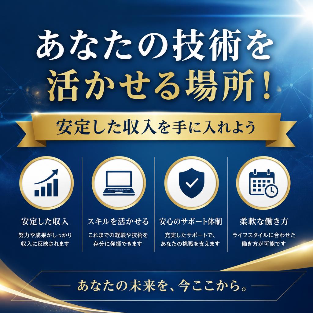 あなたの技術を生かせる場所！安定した収入を手に入れよう