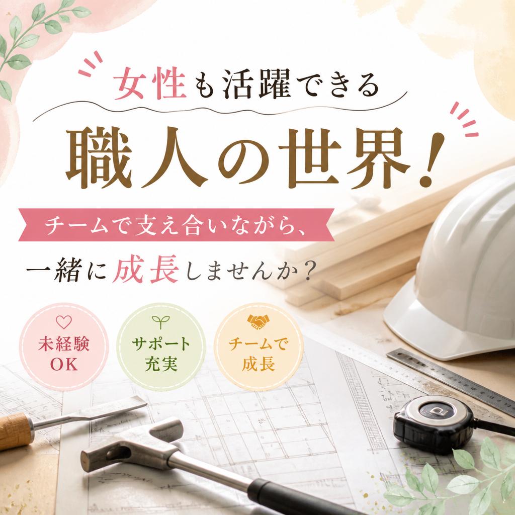 女性も活躍できる職人の世界！チームで支え合いながら、一緒に成長しませんか？