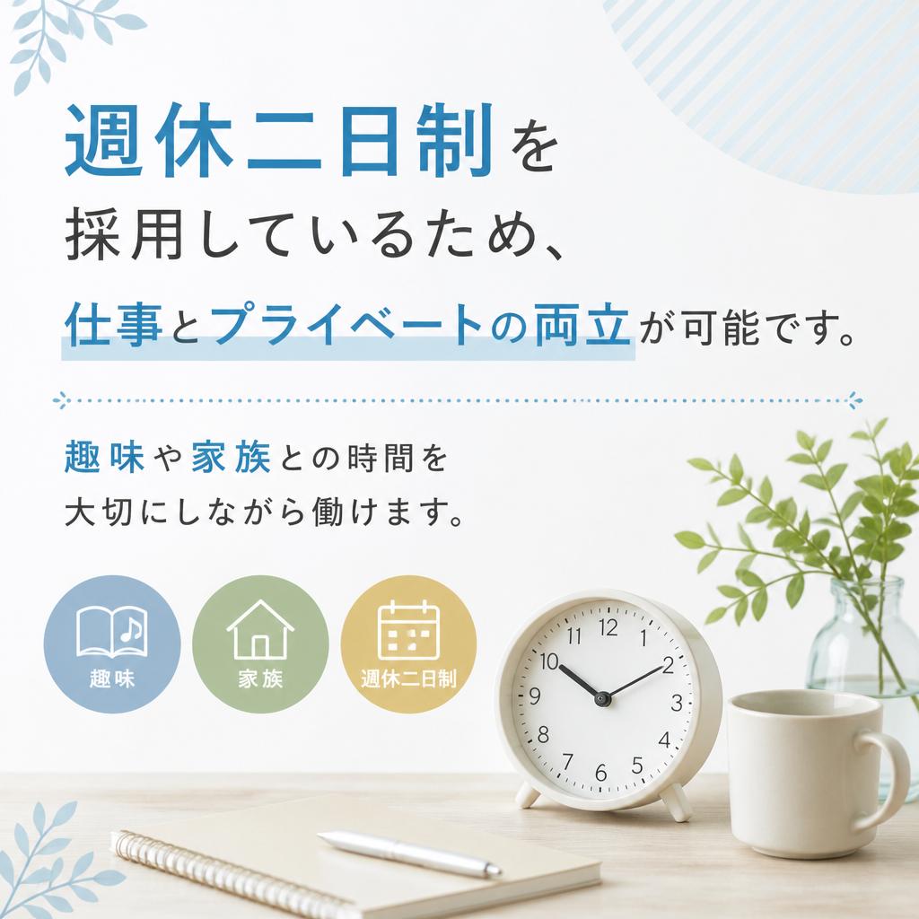 土日休みでプライベートも充実