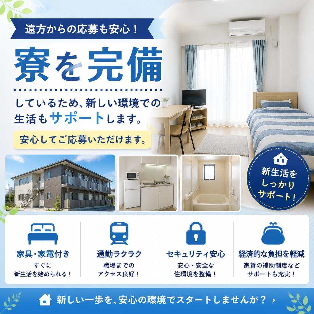 寮完備で安心サポート